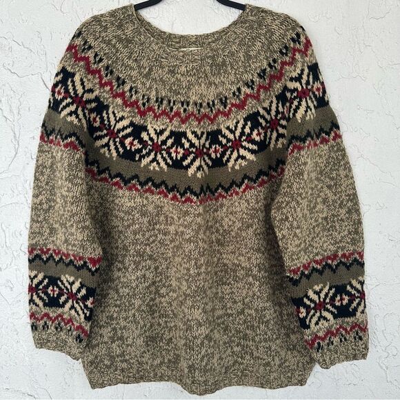 Eddie Bauer Sweaters - EDDIE BAUER Sweater Women Size Petite Medium Nordic Fair Isle Wool Boho